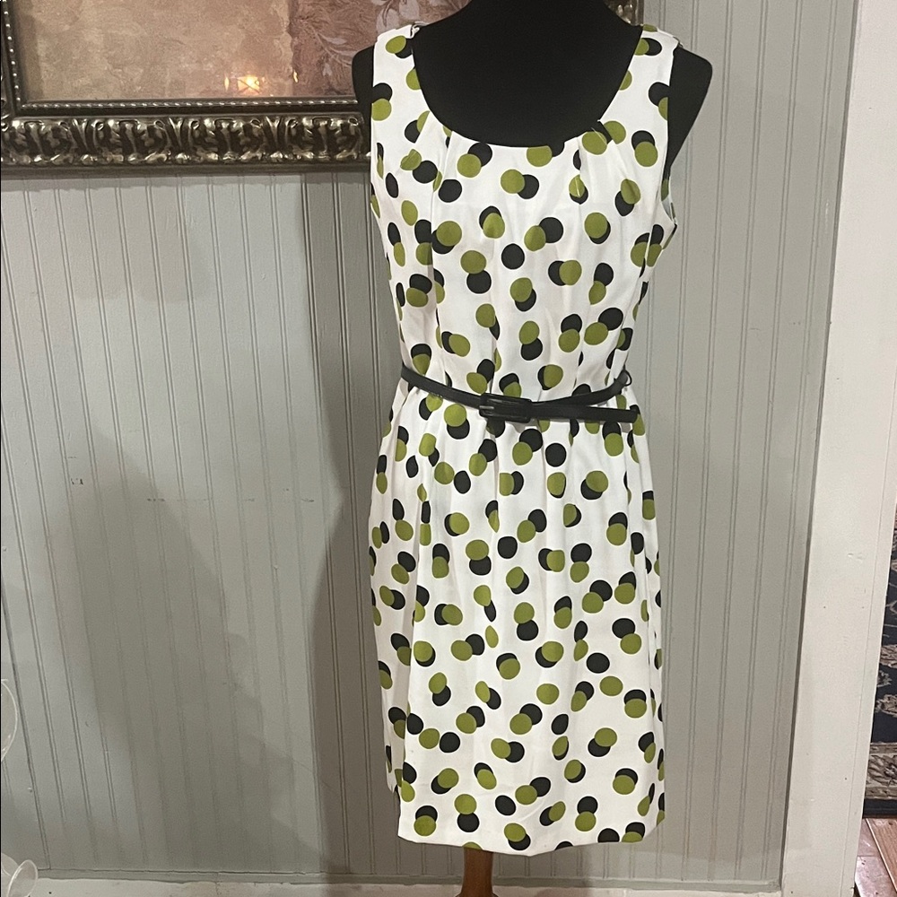 Ronni Nicole White and Green Polka Dot Skirt Set